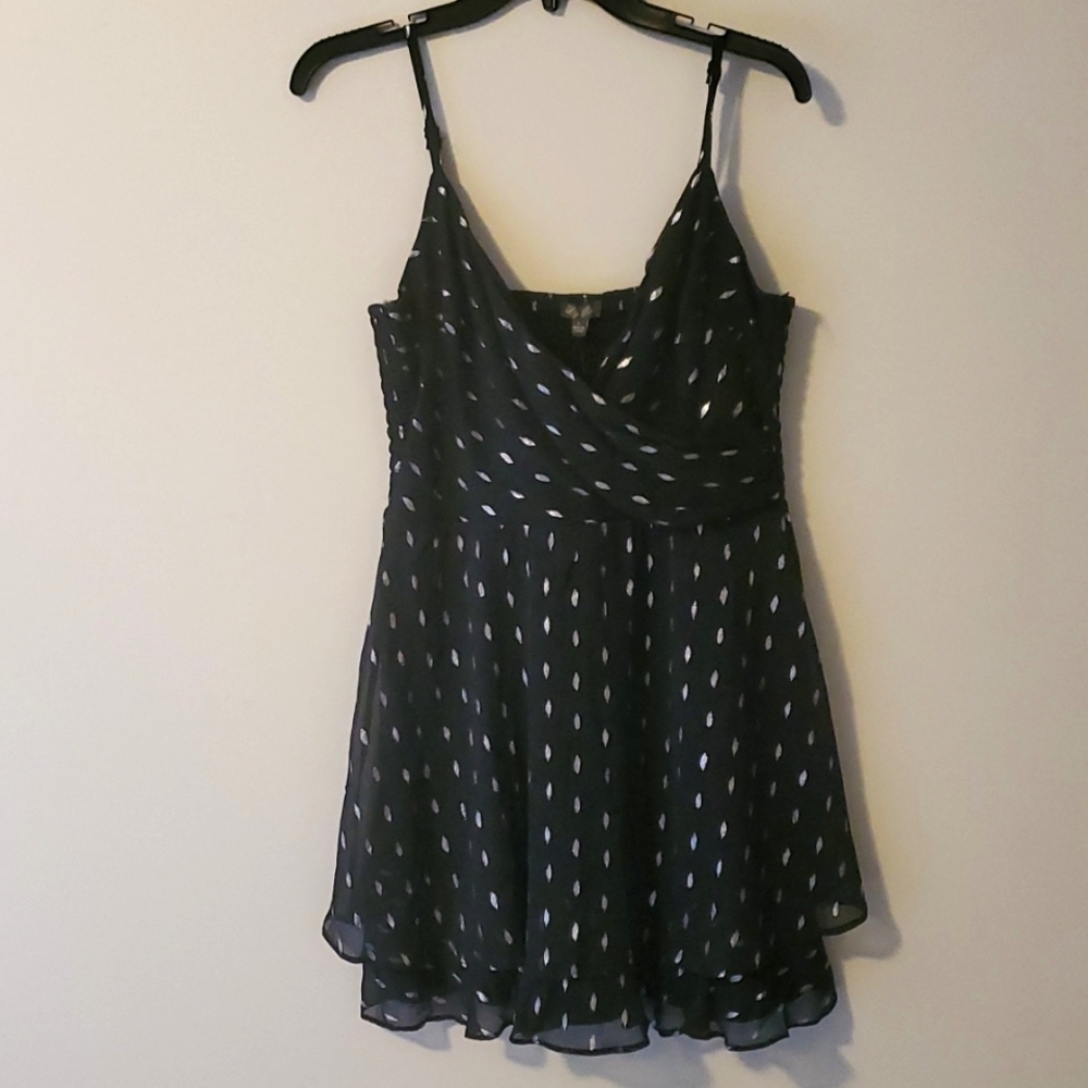 NEW Black with Silver Print Dress Size L